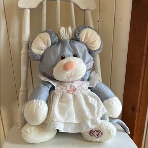 Vintage 1987 Fisher Price Mouse Nylon, white apron, Puffalump